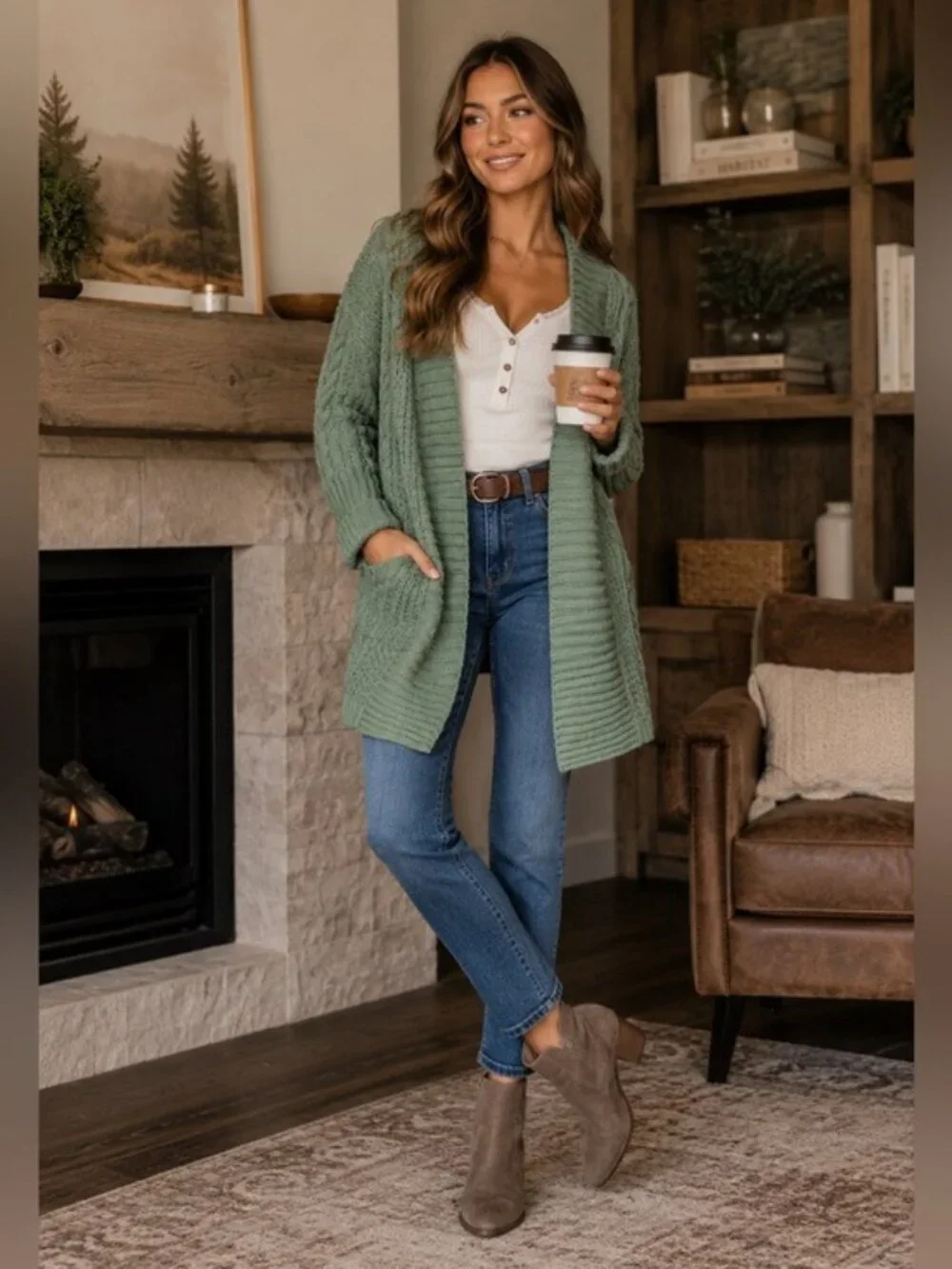 Sundance Sage Green Cable Knit Cardigan Sweater Cottagecore Boho XS